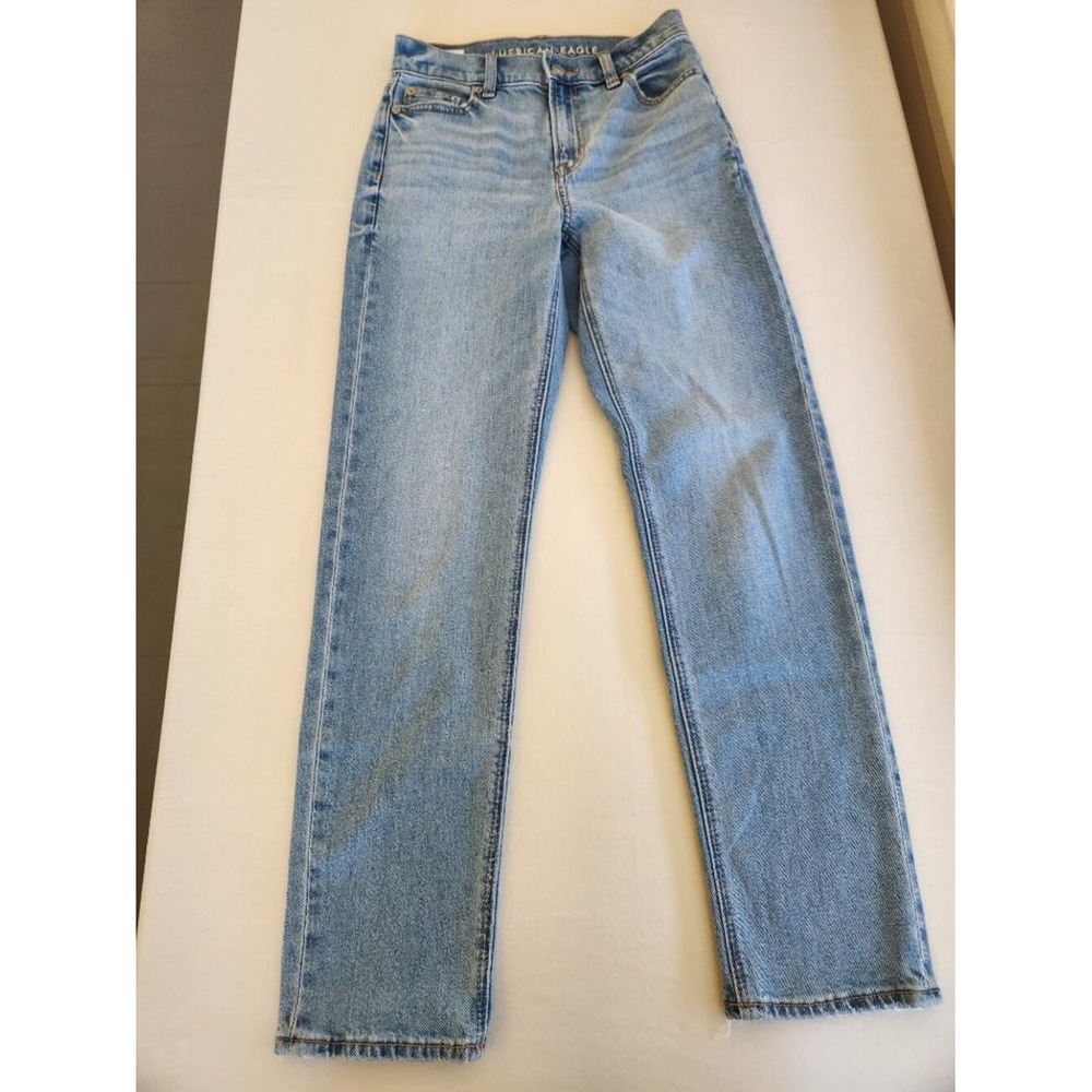 American Eagle Super High Waisted Straight Jeans Light Wash 000 Short